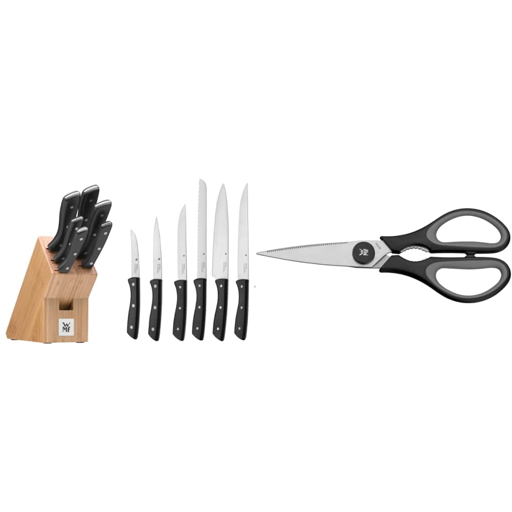 Wmf Zestaw Noży W Bloku, Stal Bambus, Wielokolorowy, 7 Części & Wmf Nożyce Kuchenne, Tworzywo Sztuczne/Stal Szlachetna, Czarny, 21 cm