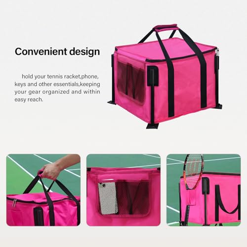 Image of BESTHLS Foldable Tennis Ball Hopper, Pickleball Baseball Hopper Basket | Tennis Ball Basket, Folding Tennis Ball Cart with Detachable Storage Bag, with Wheels, for 120 Balls(Balls Not Included)