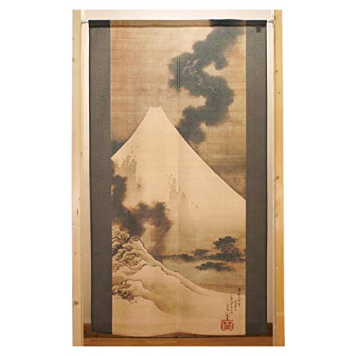 市松柄レースのれん 葛飾北斎 富士越龍図 W850×H1500mm 42358