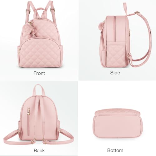 Image of ECOSUSI Mini Backpack for Women Vegan Leather Small Backpack Purse | Cute Pom Bookbag for Ladies Travel Shoulder Bag with Charm Tassel, Black
