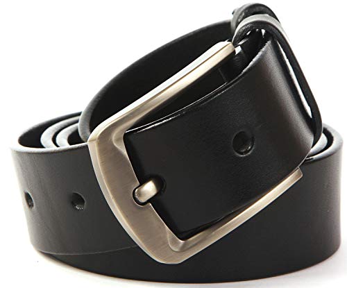 Solid Leather Goods Mens Belt - Heavy Duty Genuine Full Grain Cowhide Leather Belts for Men - Casual Mens Leather Belt - Dress Belt with Classic Single Prong Buckle - Premium Mens Belts for Jeans