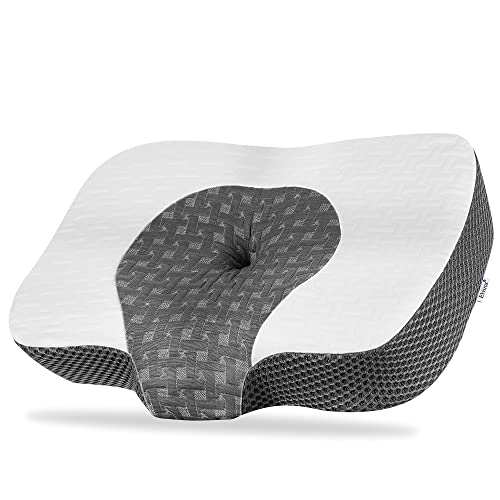 Elviros Cervical Memory Foam Neck Pillow for Side Sleeping Contour Orthopedic Pillows(White,Pillowcase Only)