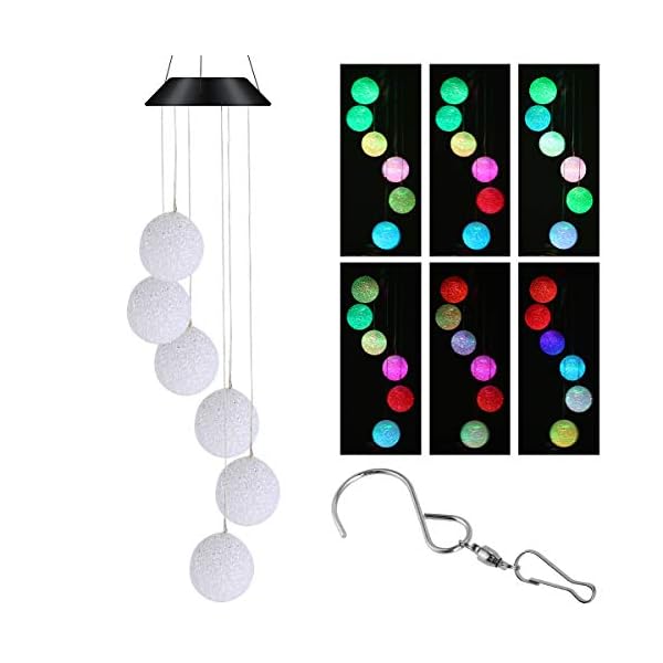 iFCOW Solarbetriebener geführter wasserdichter Ball/Kolibri des Windglockenspiels der geführten Windglockenspiel für… – Bild 3