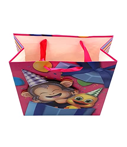 Image of Crackles Cartoon Animals Printed Paper Bags for Gifting Eco Friendly Gift Paper Bags with Handles (Pack of 12)