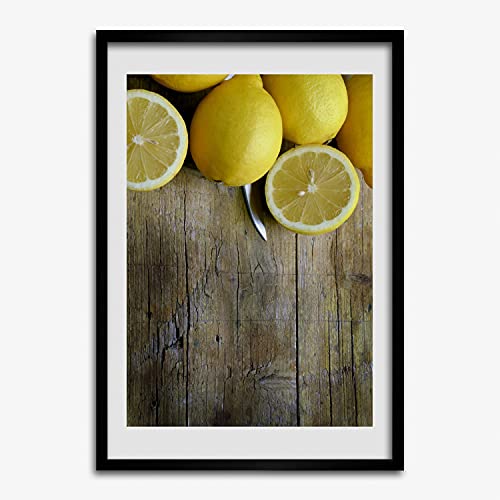 Affiche citrons et cadre MDF 50x70 cm Tulup pour une déco de cuisine lumineuse