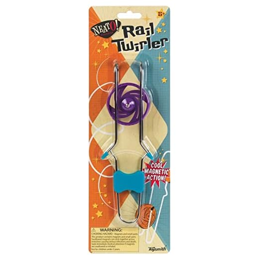 Neato! Classic Retro Magic Rail Twirler, Magnetic Gravity Defying Stunt Toy by Toysmith colors vary