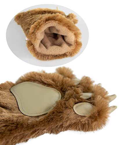 Lazy One Animal Paw Mittens for Adults and Kids, Brown Mitt, Child
