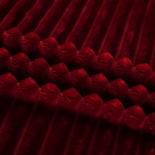 Daysu Striped Fleece Blanket, Soft Cozy Reversible Flannel Sherpa Throw Blanket For Couch, Thick Warm Fluffy Fuzzy Plush Large Queen Size Blanket For Bed, 1 Pack, 86" X 94", Red #TOP2
