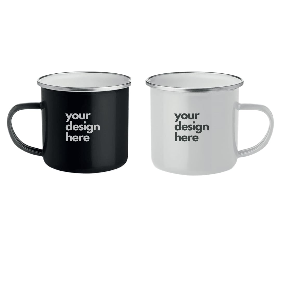 Custom Printed Metal Enamel Mug | Heat Sensitive Coffee Mug for a Unique and Fun Beverage Experience | Customizable Your Logo/Design |