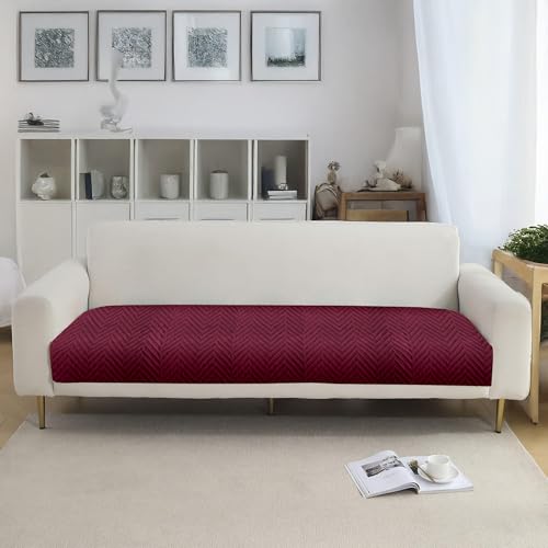 Image of Amazon Basics - Velvet Quilted Make Your Own Sofa Cover | 3 Seater | Multi-Layered Fabric | 180cm x 70cm | 350 GSM | Color - Maroon