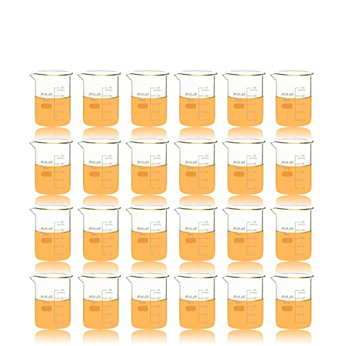 ULAB Scientific Glass Beakers, Vol. 50ml, 3.3 Borosilicate Griffin Low Form with Printed Graduation, Pack of 24, UBG1030