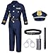Kids Police Costume for Boys Cop Outfit Accessories Set Halloween Party Cosplay 3-5T Blue
