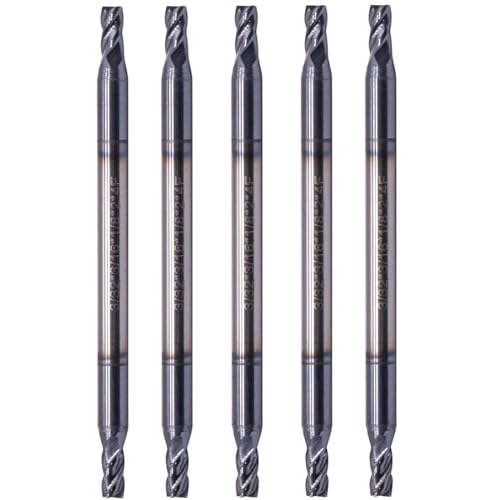 Image of 5Pcs 3 /32 inch 4 Flute Solid Carbide Square End Mill, Double End, AlTiN Coated | 35 Degree Helix, 3 /32 inch Cutting diameter, 1 /8 inch Shank diameter, 3 /16 inch Length of Cut, 2 inch Overall Length