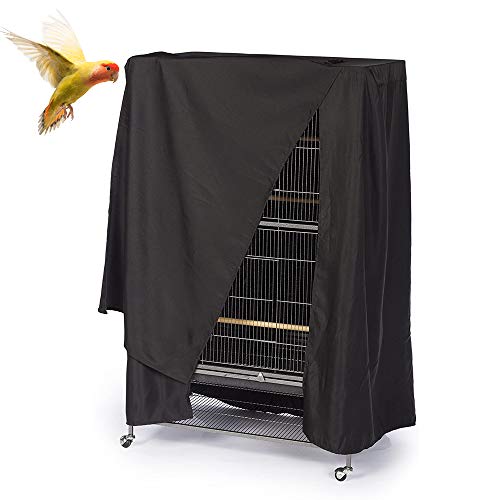 ASOCEA Vogelkäfig-Abdeckung, extra groß, für Papageien, gute Nacht, universelle Verdunkelung für Sittiche, Wellensittiche, Aras, quadratische Käfige u0096 Schwarz