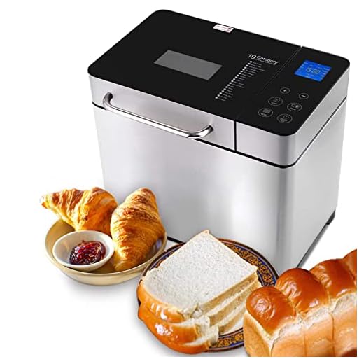 Panificadora Automática de 710 W, Tostadora 19 programas, acero inoxidable, para 500 – 1000 g, LCD, 15H Temporizador de Citas, Yogurt,para Panes, sin Gluten, Bizcochos,Mermeladas y Masas