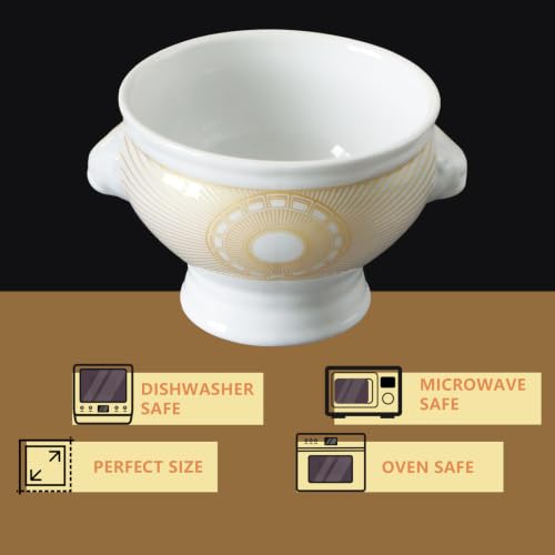 Image of Cinf Lion Head Ceramic Bowls Set of 4, 12 oz Soup & Cereal Bowls | 12 oz ceramic bowls with lion head design, microwave safe for soup, cereal, fruit, desserts and everyday dining