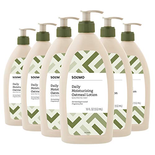 Amazon Brand - Solimo Daily Moisturizing Oatmeal Lotion, Fragrance Free, 18 Fluid Ounce (Pack of 6)