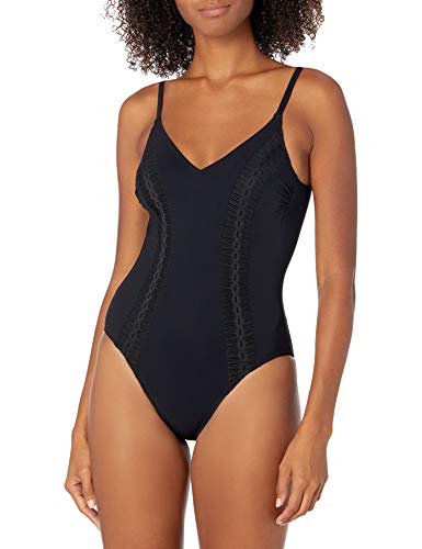 Profile by Gottex Women's V-Neck One Piece Swimsuit, Roulette Black, 10