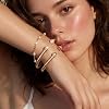Fettero Gold Cuff Bangle Bracelets for Women - 14K Gold Plated Adjustable Open Cuff Friendship Bracelets Elegant Twisted Cable Bangle Bracelet Lightweight Pearl Bracelet for Dainty Jewelry #5