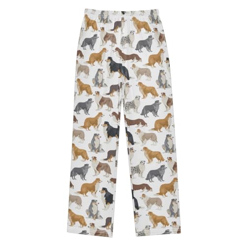 Cute Australian Shepherd Pattern Lounge Pajama Pants Soft PJ Bottoms for Sleepwear Ages 6-14 Years