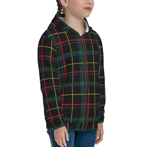Buffalo Plaid Dark Green Kids Pullover Hoodies Boys Zip Up Sweatshirts Girls Athletic Clothes with Pocket4