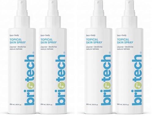 Image of BRIOTECH Topical Skin Spray, Hypochlorous Acid Spray for Sensitive Skin, HOCl Facial Mist, Full Body Support Against Irritation, Calm Redness, Soothe Foot & Scalp, 8.5 oz (4 Pack)