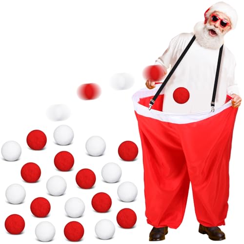 Leitee Santa Pants Snowball Fight Red and White Christmas Fake Sn...