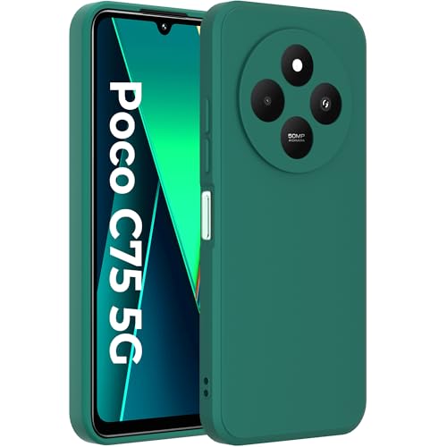 Image of A rtistque Back Cover Case for Poco C75 5G / M7 5G / Redmi A4 5G / Redmi 14c 5G with Camera Protection | Shockproof TPU|Stylish Protective Design|Slim Fit|Ultra Matte| Back Cover - Green