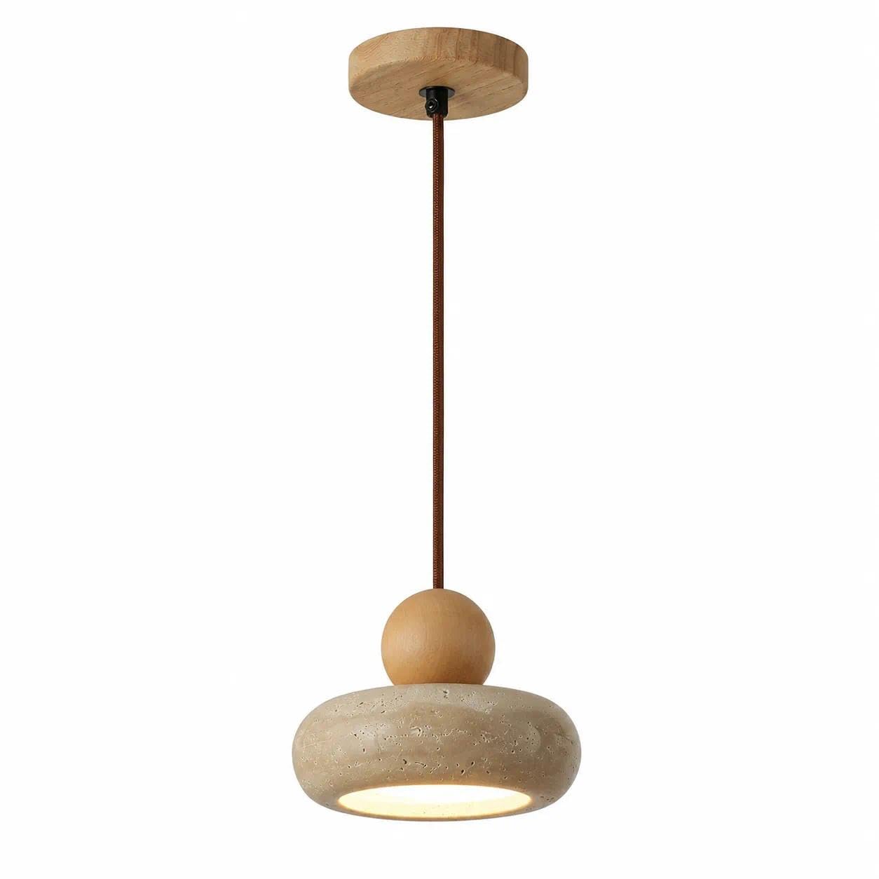 ITOSUI Natural Travertine Pendant Light, Stone Lamp for Bedroom Kitchen(A)