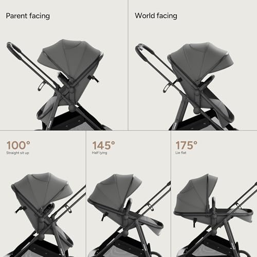 Image of Mompush Wiz 2 in 1 Baby Stroller with Infant Pramette Mode, One Hand Fold Convertible Newborn to Toddler Stroller with Reversible Seat and Large UPF 50+ Canopy
