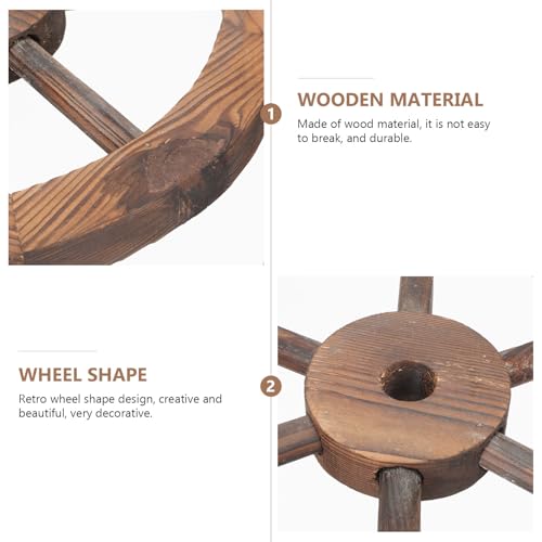 Rueda de madera rústica de 9,95" para colgar en pared exterior e interior 3