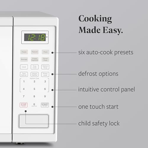 Farberware 1.1 Cu. Ft. Countertop Microwave Oven – 1000 Watts Power, Auto Cook Settings, Defrost, Easy Clean and Child Safety Lock - White