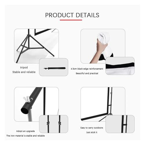 Projector Screen, Projector Screen with Stand 100/120In Portable Projection Screen 16:9 4K Hd Rear Front Projections Movies Screen with Carry Bag,Small-100 inch miniatura 6