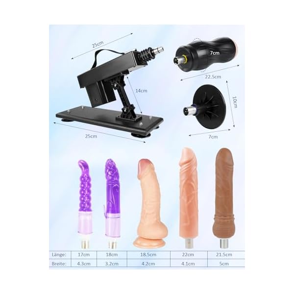 iKenmu Sex Maschine Fickle Maschine Männer Extrem Sex Spielzeug Fickmaschine Anal Dildo Sexmaschine Stoßfunktion Liebesmaschine Sexmaschine 3XLR mit 4"Saugnäpfe und 6*Zubehör Masturbations (Schwarz) – Bild 3