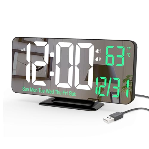 KOSUMOSU 6.7in Digital Desk Clock with Dual Alarm