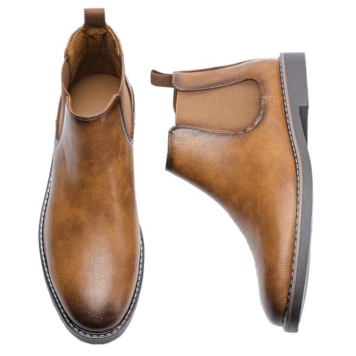 Harssidanzar Men Chelsea Ankle Boots Casual Dress Boots Ankle Classic Slip on Boots KM303US4