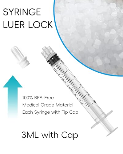 Image of 3ml Luer Lock Syringe without Needle - 3cc Plastic Syringes, Sterile, Individually Sealed, Pack of 10
