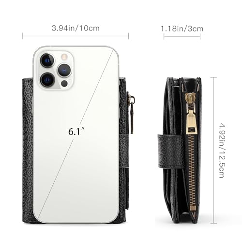 Image of GAEKEAO Small Wallets Woman RFID Blocking Leather Bifold Card Holder Wallets with Zipper Pocket Removable ID Window