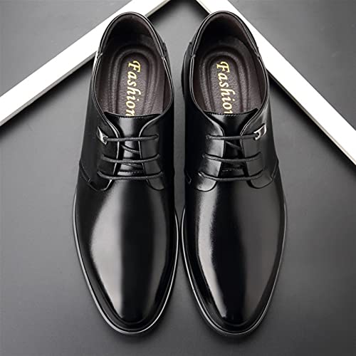Battle Men Men's Height Increasing Elevator Shoes -2.4 Inches Taller Formal Dress Shoes Genuine Leather Pointed Toe Block Heel Solid Color Formal Men4