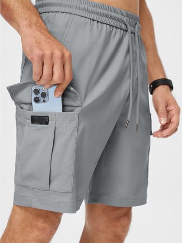 Image of JMIERR Men's Casual Stretch Cargo Shorts | Drawstring Elastic Waist, Multi Pockets, Summer Work Short, Classic