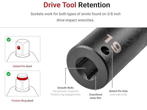 Image of TEKTON 3 /8 Inch Drive x 13 /16 Inch Semi-Deep 6-Point Impact Socket | SID14021