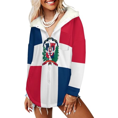 Veste polaire République Dominicaine sweat à capuche femme manches longues bleu et rouge