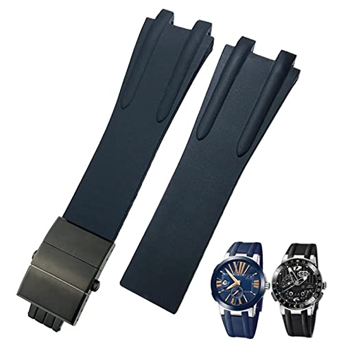 Bracelet de montre 26mm en acier et caoutchouc noir haute finition