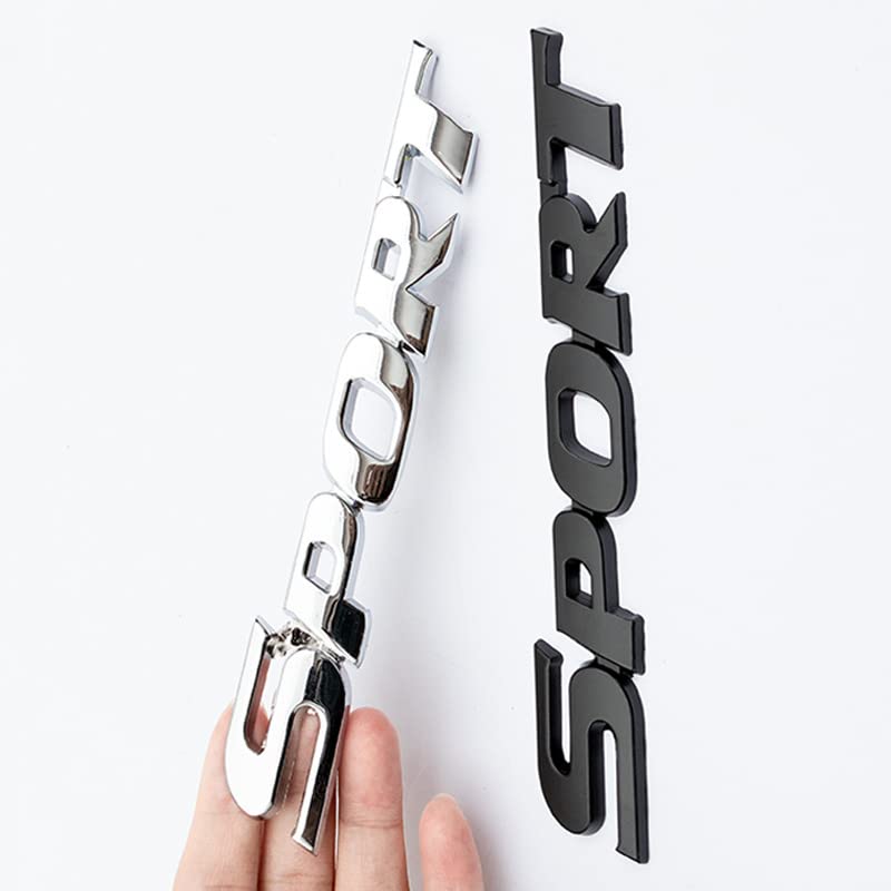 Image of 2 PCS 3D Zinc Alloy Chrome Car Sport Emblem Premium Trunk Replacement for Universal car Exterior Decoration Accessories (Silver)