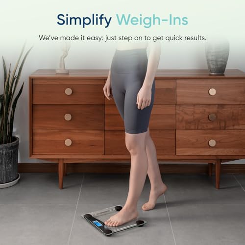 Etekcity Digital Body Weight Bathroom Scale, Large Blue LCD Backlight Display, High Precision Measurements, 6mm Tempered Glass, 400 Pounds, Black