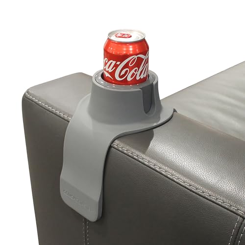 Image of HIT PRODUCTS CouchCoaster® - Original & Patented Armrest Couch Cup Holder, Steel Grey - A Weighted, Silicone, Anti Slip Coaster Stops Spills On Your Sofa, Armchair Or Recliner & Keeps Drinks in Reach