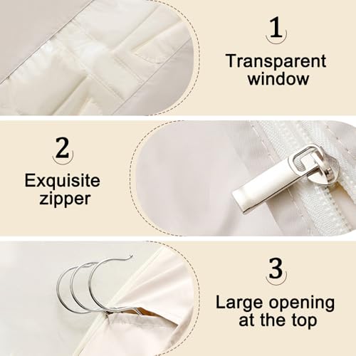 Hanging Garment Bag,Polyester Clothes Covers for Clothes Shirt Jacket Suit Sweater Winter Coat Storage (58 * 130cm)2