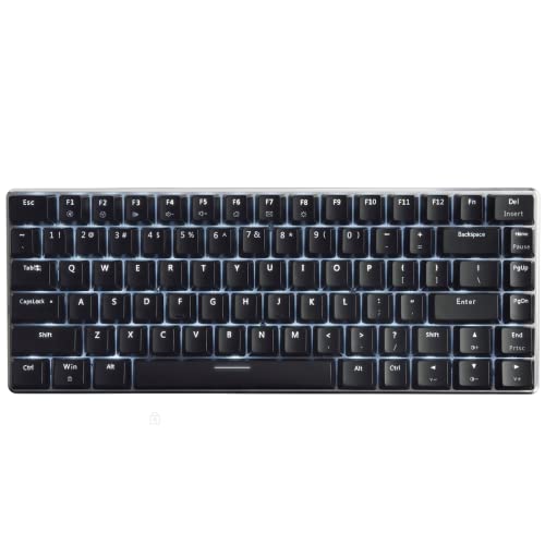 Image of Ajazz AK33 Geek Mechanical Keyboard, 82 Keys Layout, Black Switches, White LED Backlit, Aluminum Portable Wired Gaming Keyboard, Pluggable Cable, for Games Work and Daily Use, Black