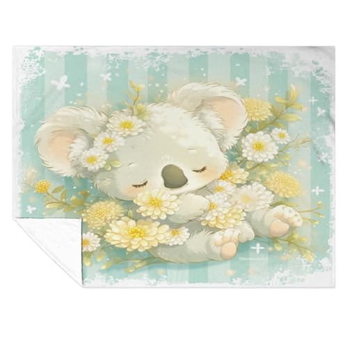 Couverture douillette pour canapé plaid flanelle animaux koalas salon - 7