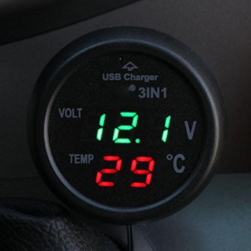 Enakshi® 3in1 Car 12V 24V Green LED Digital Voltmeter, Thermometer, USB Charger|Parts & Accessories | Car & Truck Parts | Gauges | Volt Meters-image-31